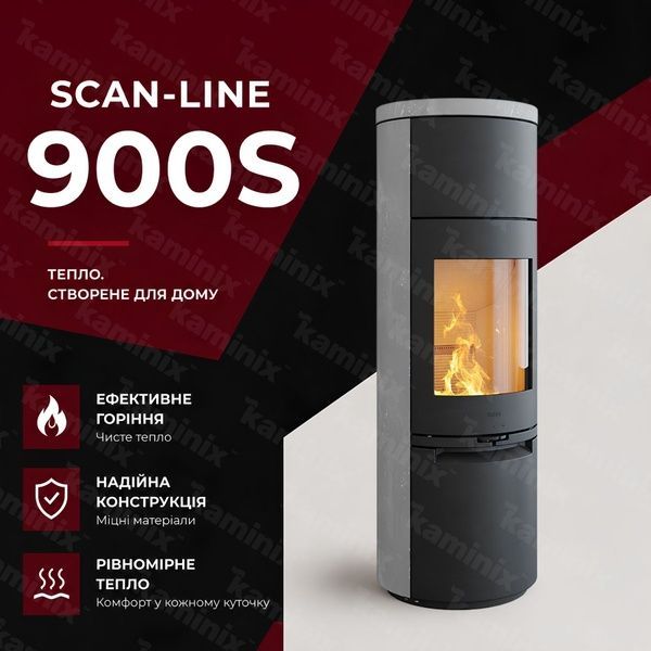 Теплоакумулююча піч-камін Heta Scan-Line 900S 6,8 кВт на дровах (Soapstone) 8059-019425/KON1202 фото