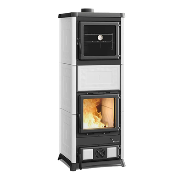 Чугунная печь камин La Nordica NOVA FORNO White Infinity 11,8 кВт с конфоркой и духовкой на дровах 3003221 фото