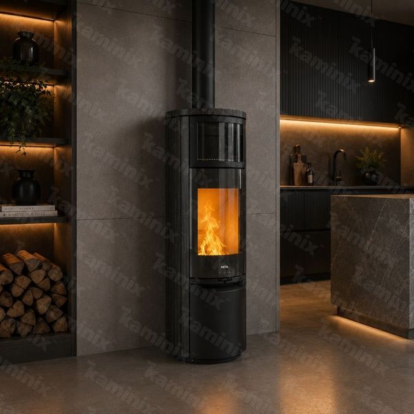 Сталева піч-камін Heta Scan-Line 900B з духовкою 6,8 кВт на дровах (Glass door blackwood) 8059-017407/KON9190/KON1804 фото
