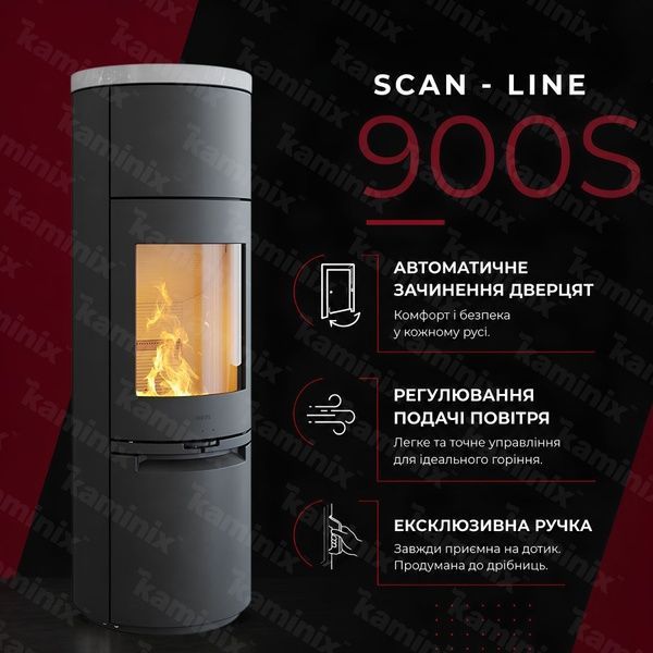 Теплоаккумулирующая печь-камин Heta Scan-Line 900S 6,8 кВт на дровах (Soapstone top) 8059-019425/KON0120 фото