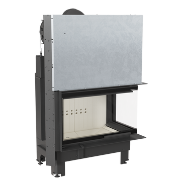 Стальная каминная топка KRATKI MBO 15 BS G 15 кВт с гильотиной и гнутым правым стеклом MBO/P/BS/G/SG фото