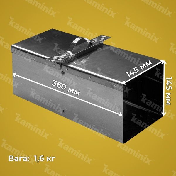 Шибер из нержавеющей стали 145х145х360 мм для дымохода квадратный 8407 фото