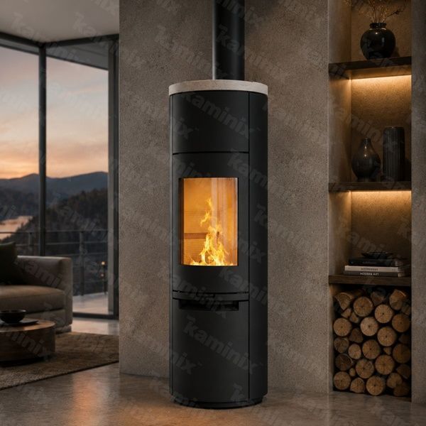 Теплоаккумулирующая печь-камин Heta Scan-Line 900S 6,8 кВт на дровах (Limestone top) 8059-019425/KON0190 фото