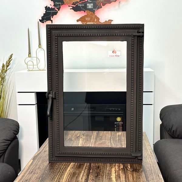 Чавунні дверцята Iron Fire Brown 440x640 мм для каміна/барбекю з вогнетривким склом Robax 1261 фото