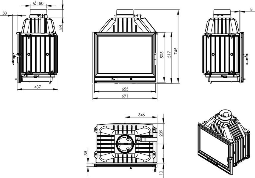 Чавунна камінна топка Nordflam Pirolise 14 кВт Nordflam LB 700 Pirolise фото
