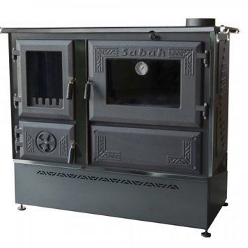 Кухонна піч SABAH S104 BLACK 15,6 кВт з варильною поверхнею та духовкою на дровах S104 BLACK фото