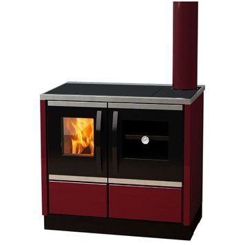 Піч кухня на дровах MBS Thermo Rocky з водяним конутуром 22 кВт (червона) 5518 фото