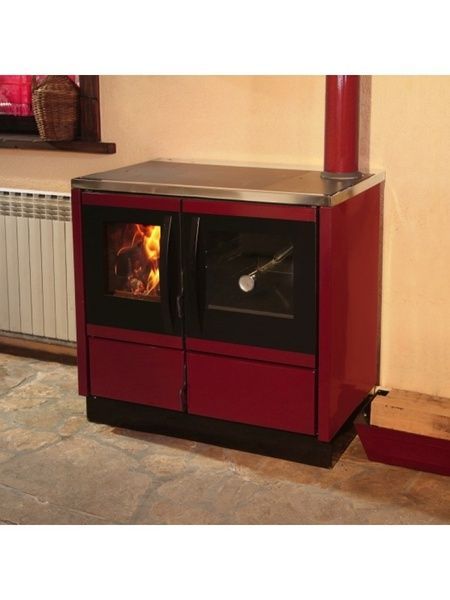 Печь-кухня на дровах MBS Thermo Rocky с водяным контуром 22 кВт (красная) 5518 фото