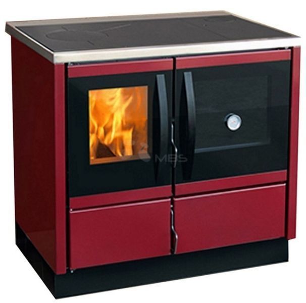 Печь-кухня на дровах MBS Thermo Rocky с водяным контуром 22 кВт (красная) 5518 фото