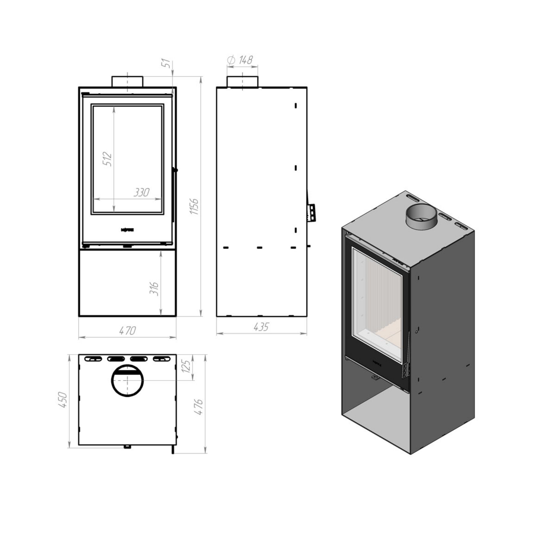 Фото печи-камина M-FIRE Evia 10 кВт