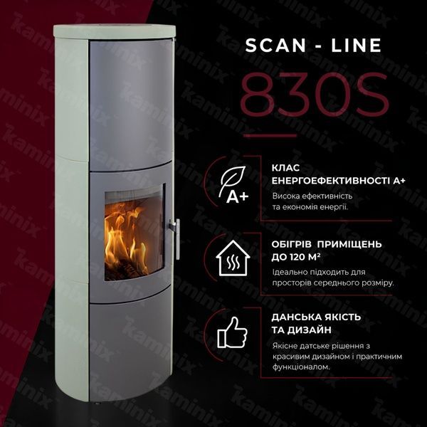 Теплоаккумулирующая печь-камин Heta Scan-Line 830S 6,8 кВт на дровах (Ceramic) 80450500/KON1405 фото