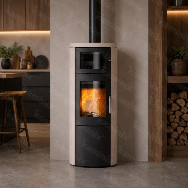 Сталева піч-камін Heta Scan-Line 820B з духовкою 6,8 кВт на дровах (Limestone) 80450200/KON1901 фото