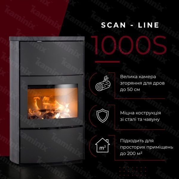 Теплоаккумулирующая печь-камин Heta Scan-Line 1000S 7,7 кВт на дровах (Blackwood) 80570200/KON1802 фото