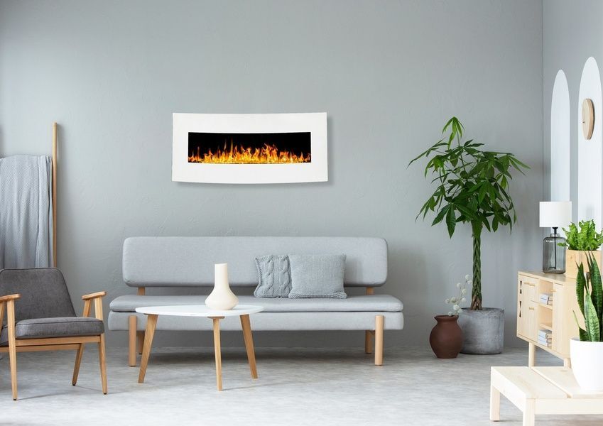 Настенный электрокамин AFLAMO Malibu 48 с обогревом Malibu 48 white фото