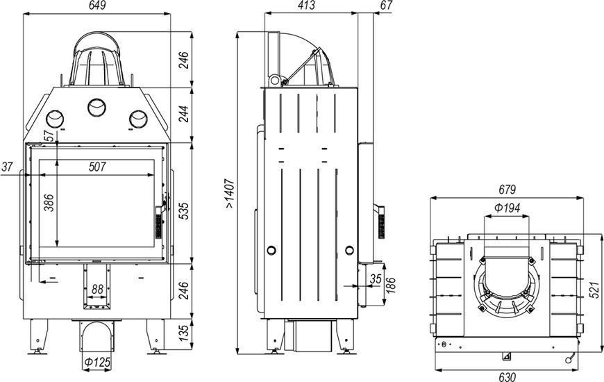 Стальная каминная топка DEFRO HOME INTRA SM 10 кВт (черный шамот) KOM-PR-SM-black clam фото