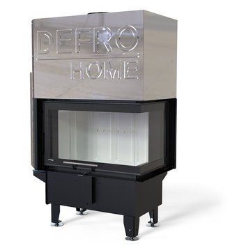 Стальная каминная топка с водяным контуром Defro Home RIVA SM BP G SHORT 16 кВт с гильотиной (черный шамот) KOM-RI-SM-BP-G-SHORT-black clam фото