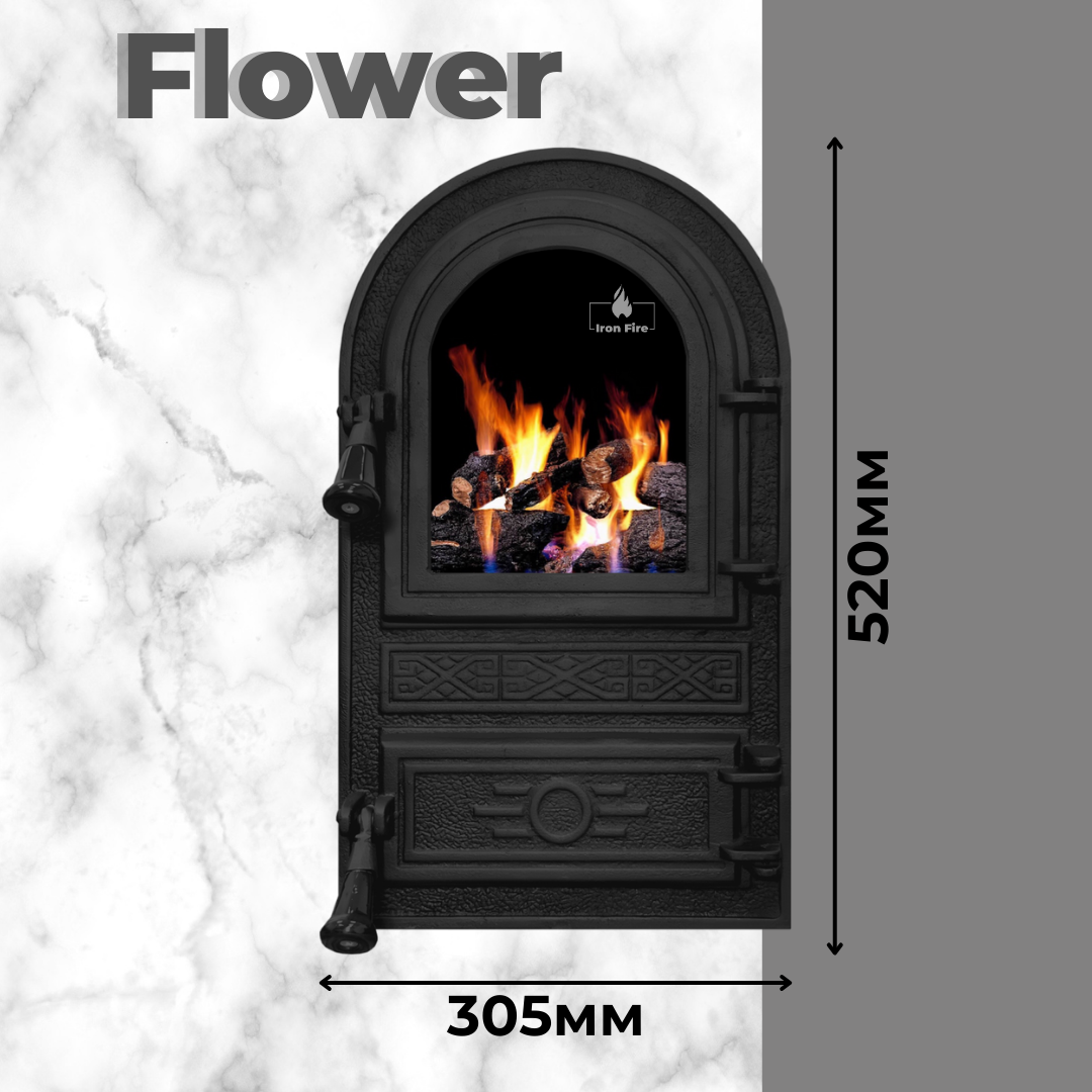 Чавунні дверцята для каміна Iron Fire Flower 