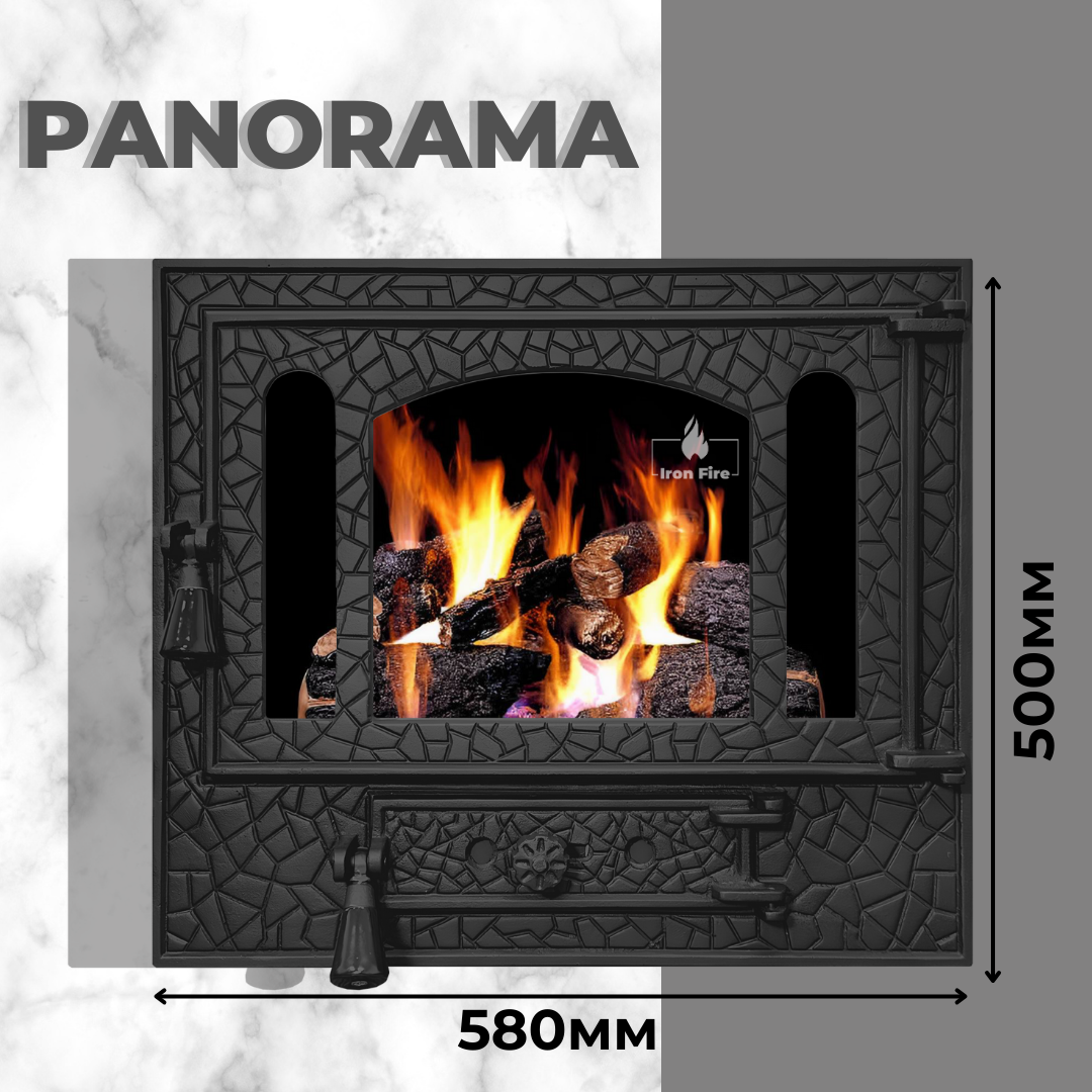 Чавунні дверцята для каміна Iron Fire Panorama